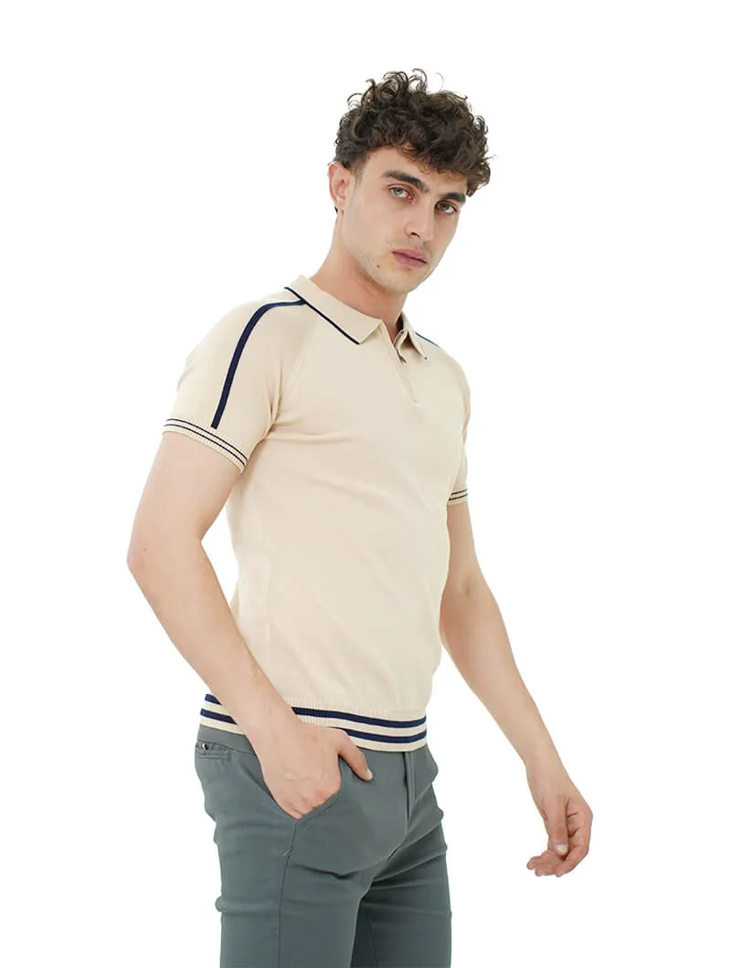 Polo slim col zippé stretch